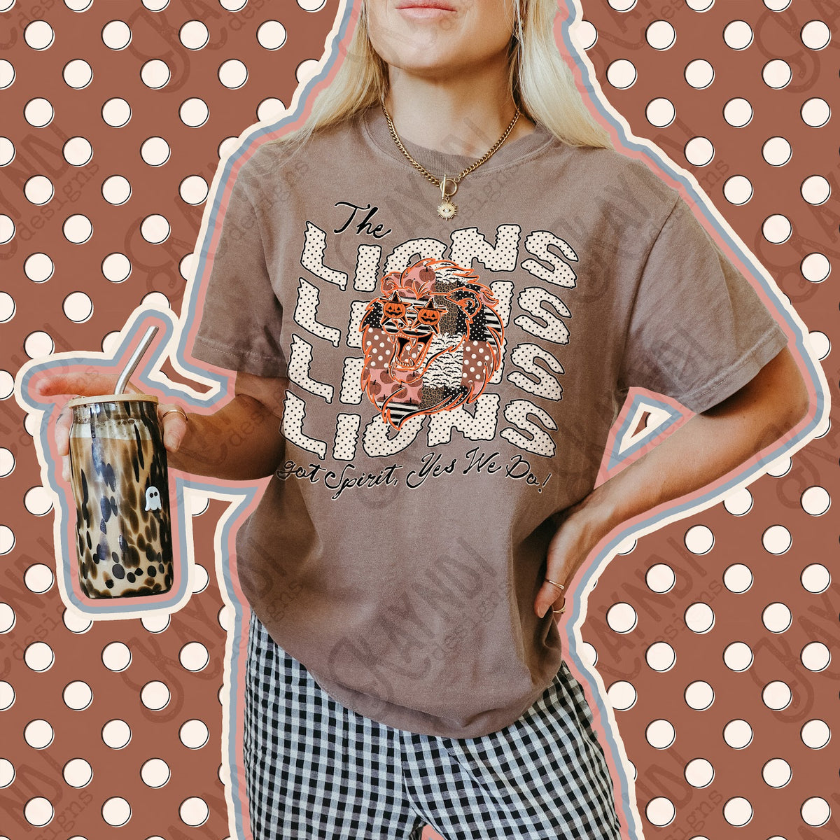 Patchwork Pumpkin Spirit Lions 3 Top