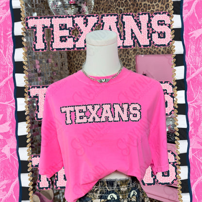 Varsity Stars Texans TropCowg CC Neon Pink Top