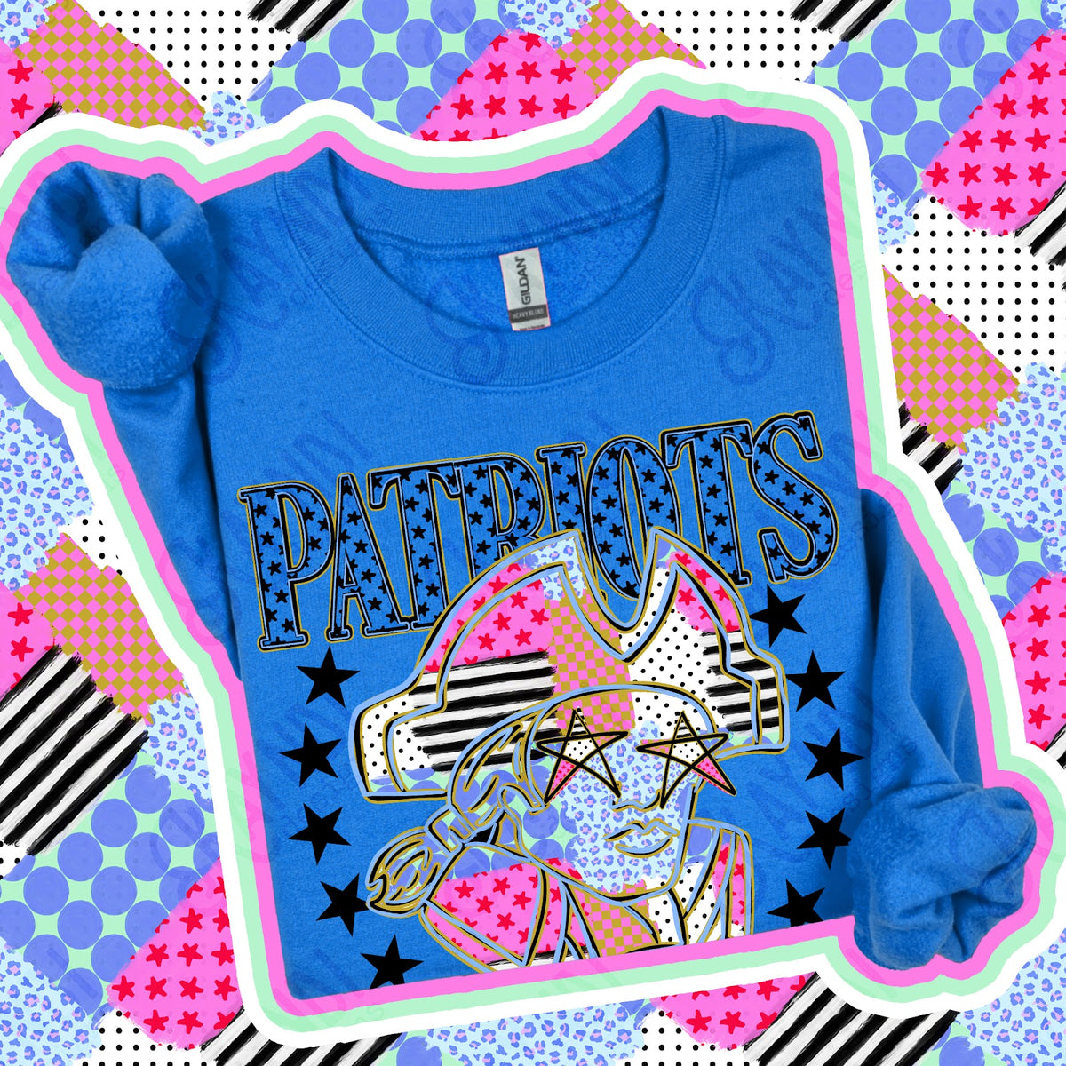 Patchwork Varisty Stars Patriots Top