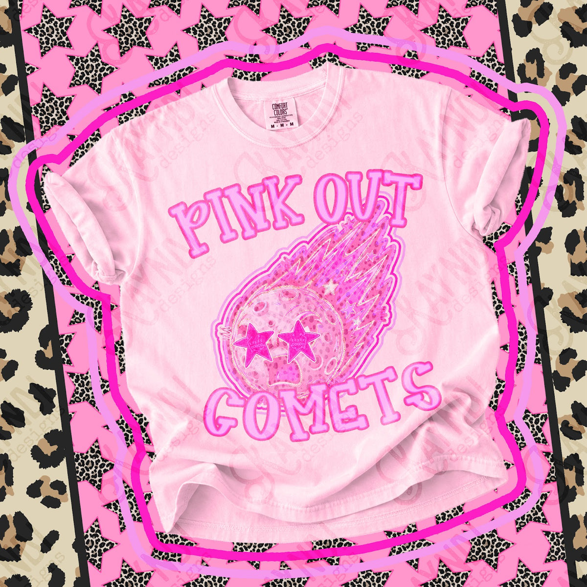 Pink Out Comets Top design mockup