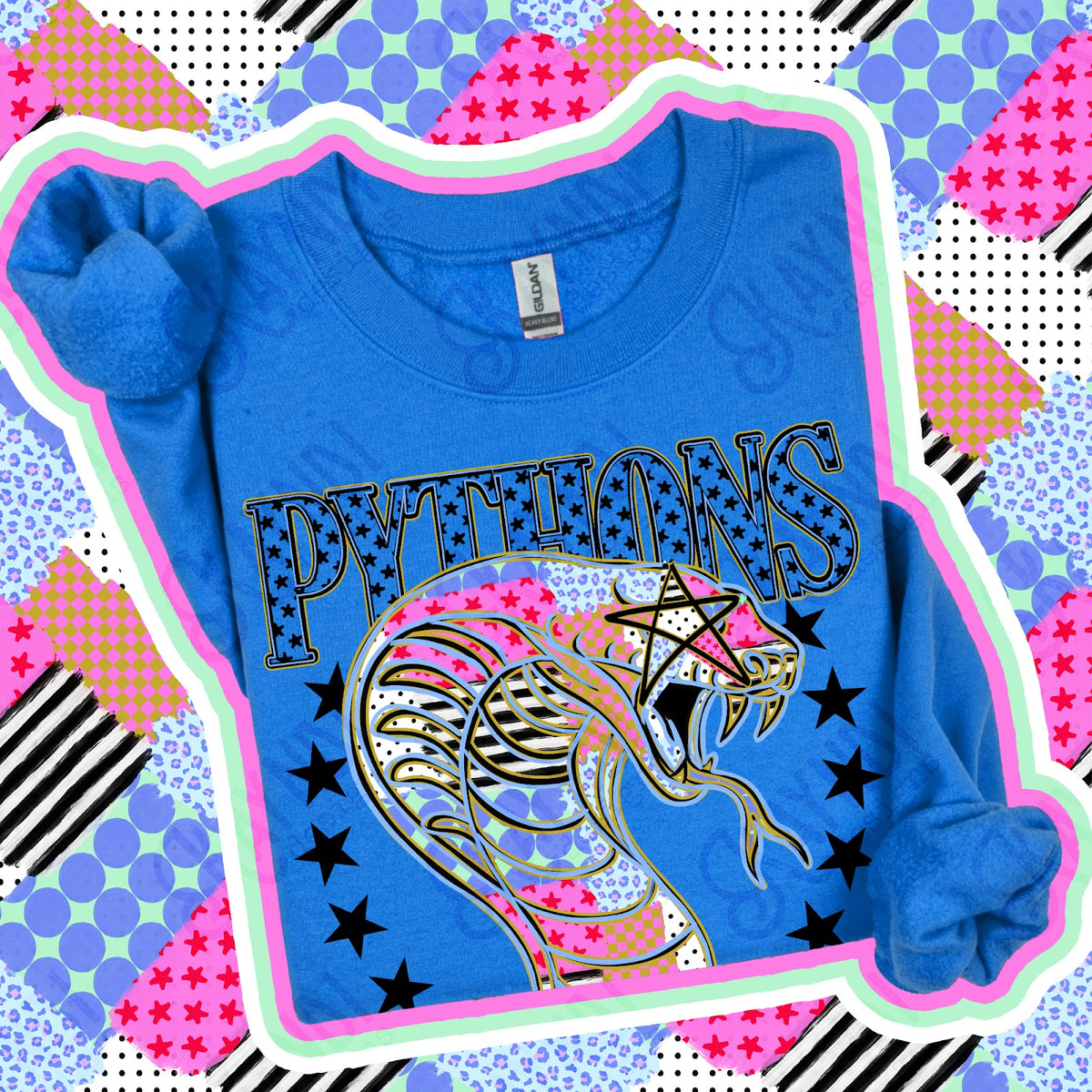 Patchwork Varisty Stars Pythons Top