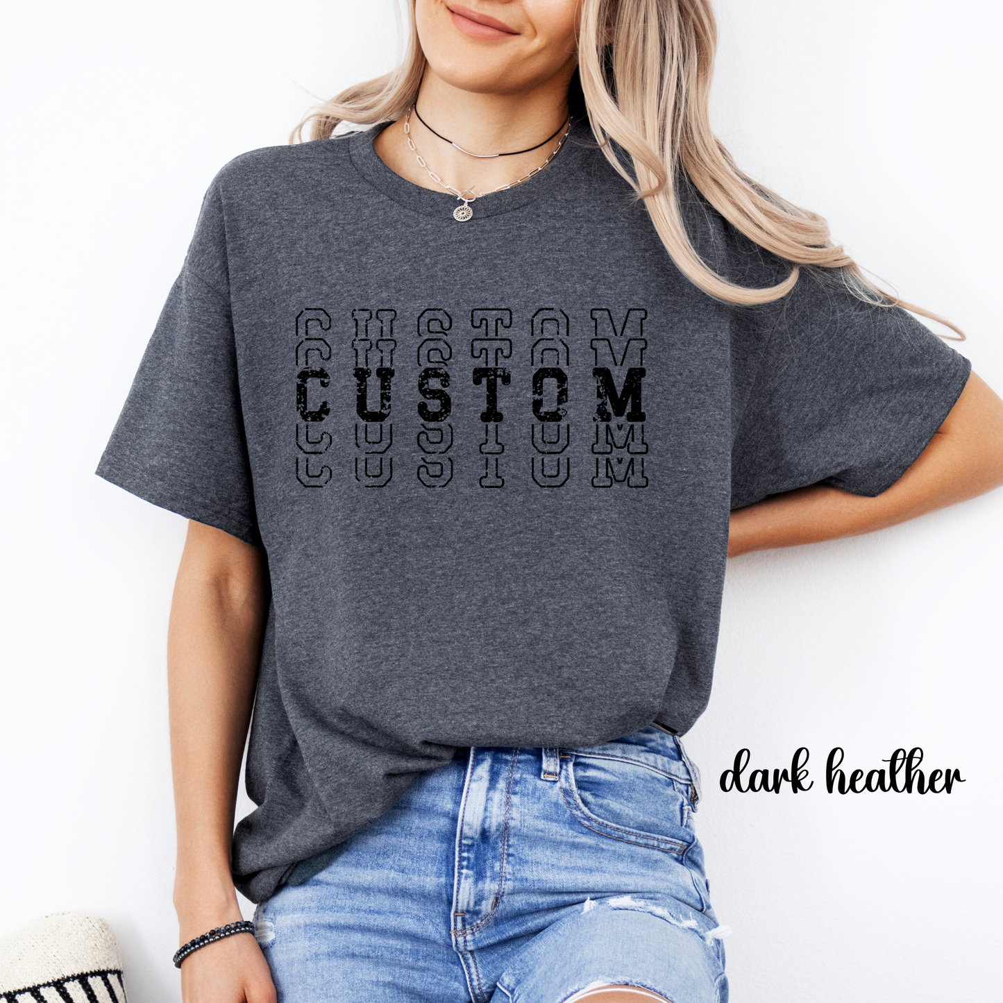 CUSTOM TEAM STACKED- Short & Long Sleeve T-Shirt