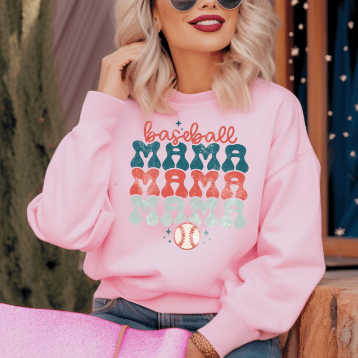 Bubble Letter Baseball MAMA Top