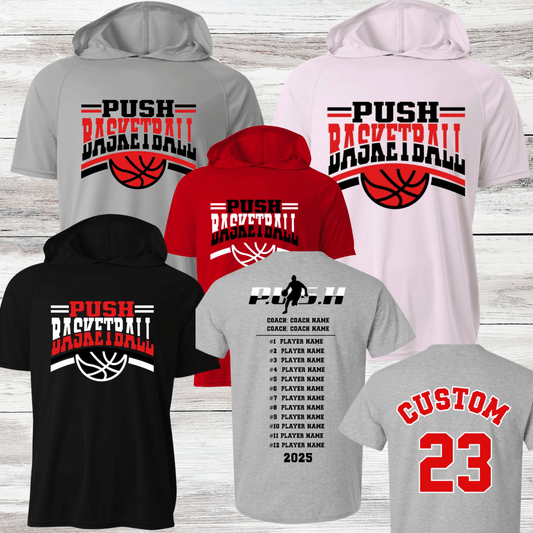 PUSH Basketball Design 8- Hooded T-Shirts (Sleeveless, Short and Long Sleeve)