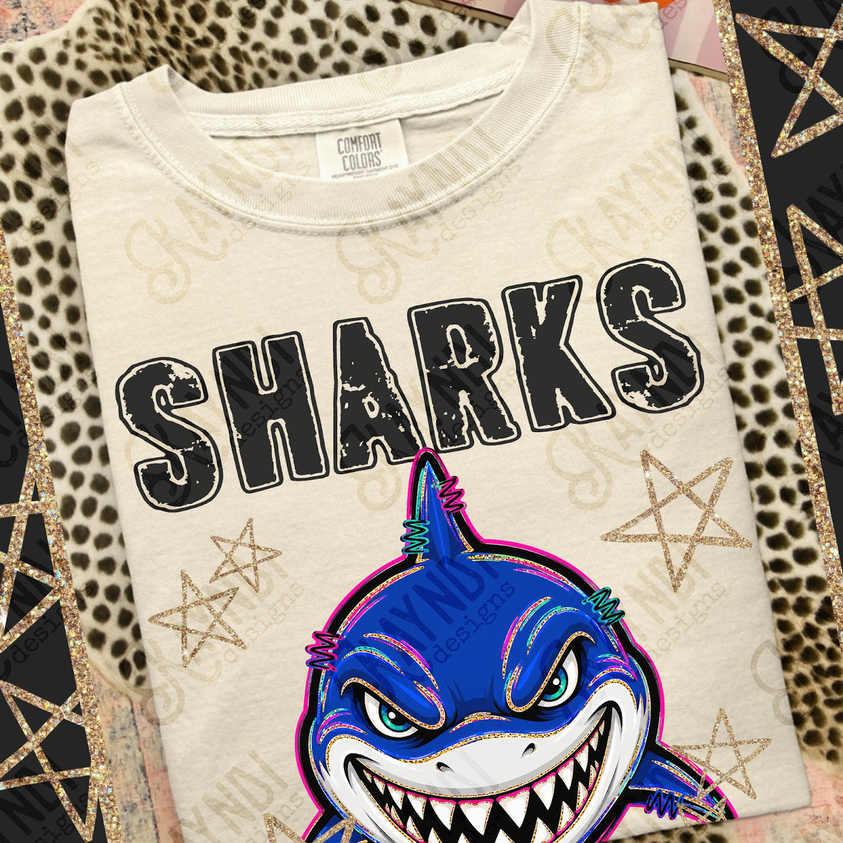 Grunge Varsity Sharks Top