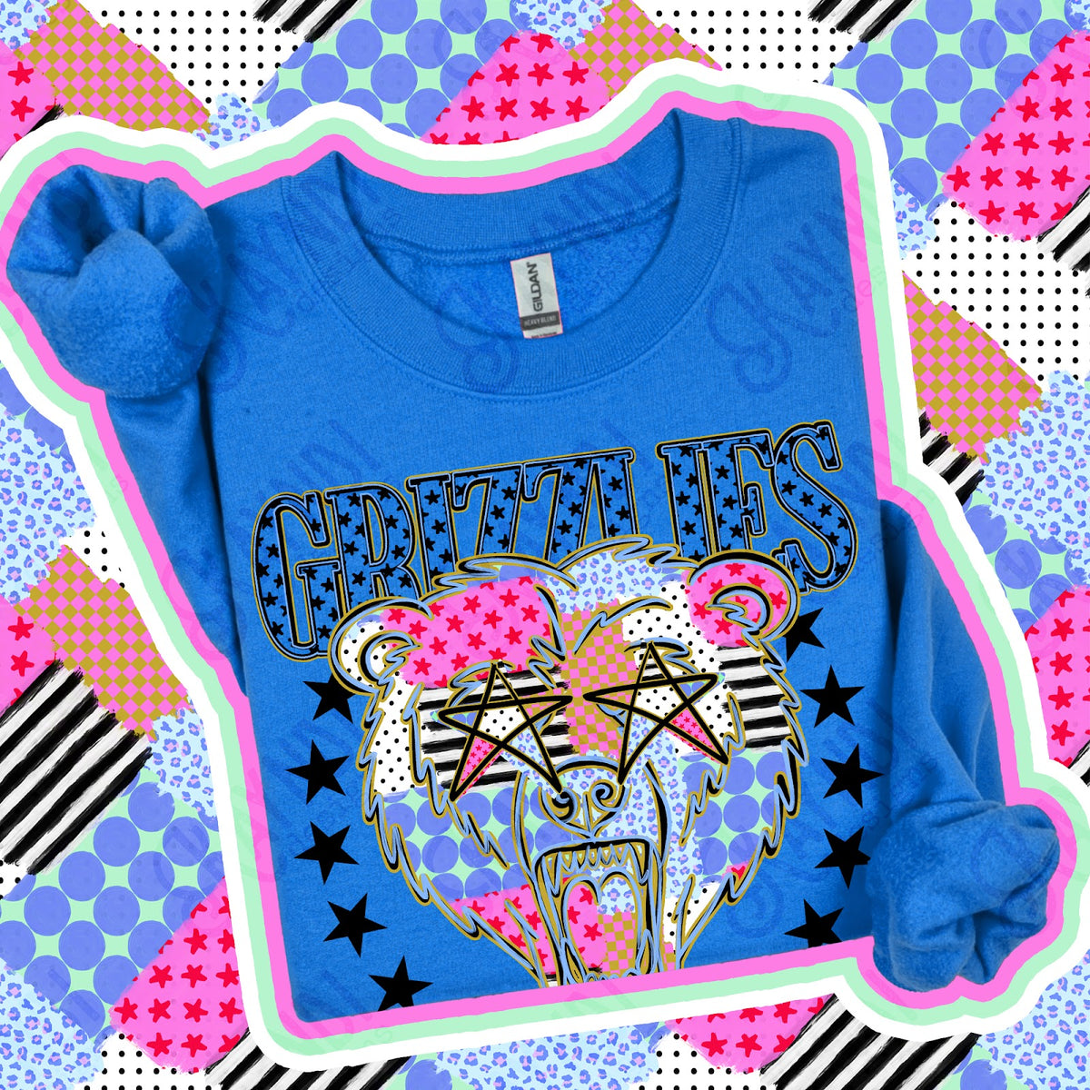 Patchwork Varisty Stars Grizzlies Top