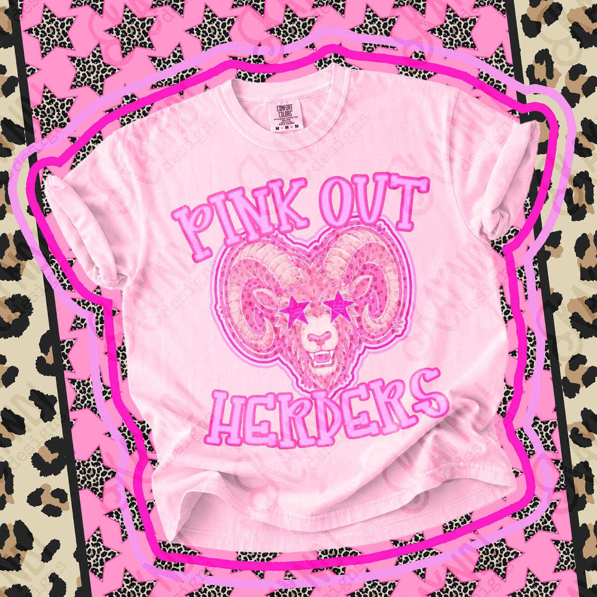 Pink Out Herders Top design mockup