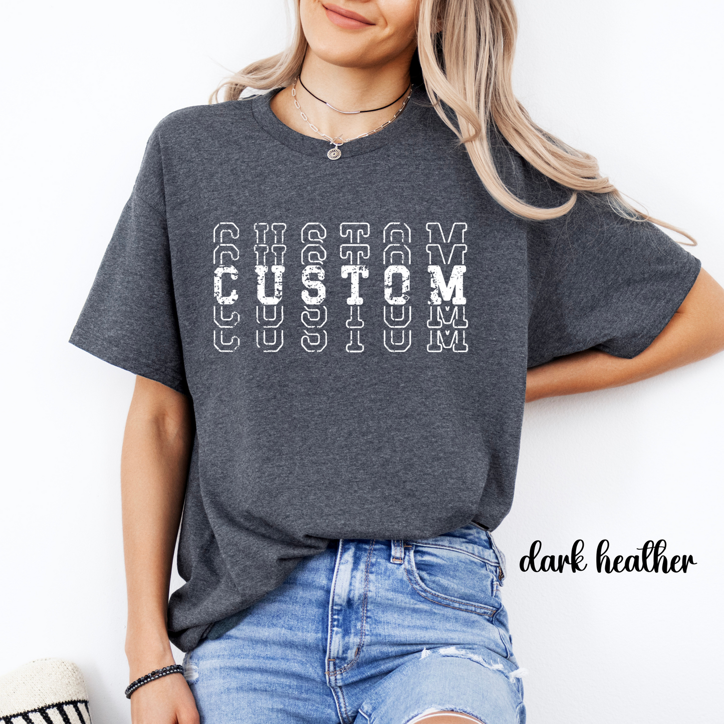 CUSTOM TEAM STACKED- Short & Long Sleeve T-Shirt