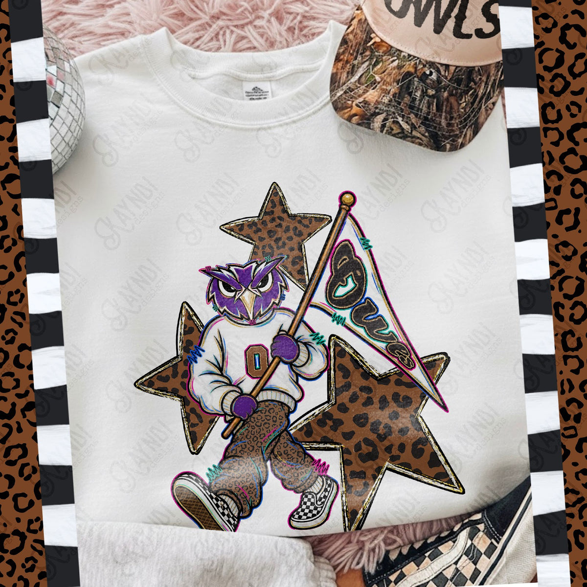 Leopard Sweats Owls 3 Top