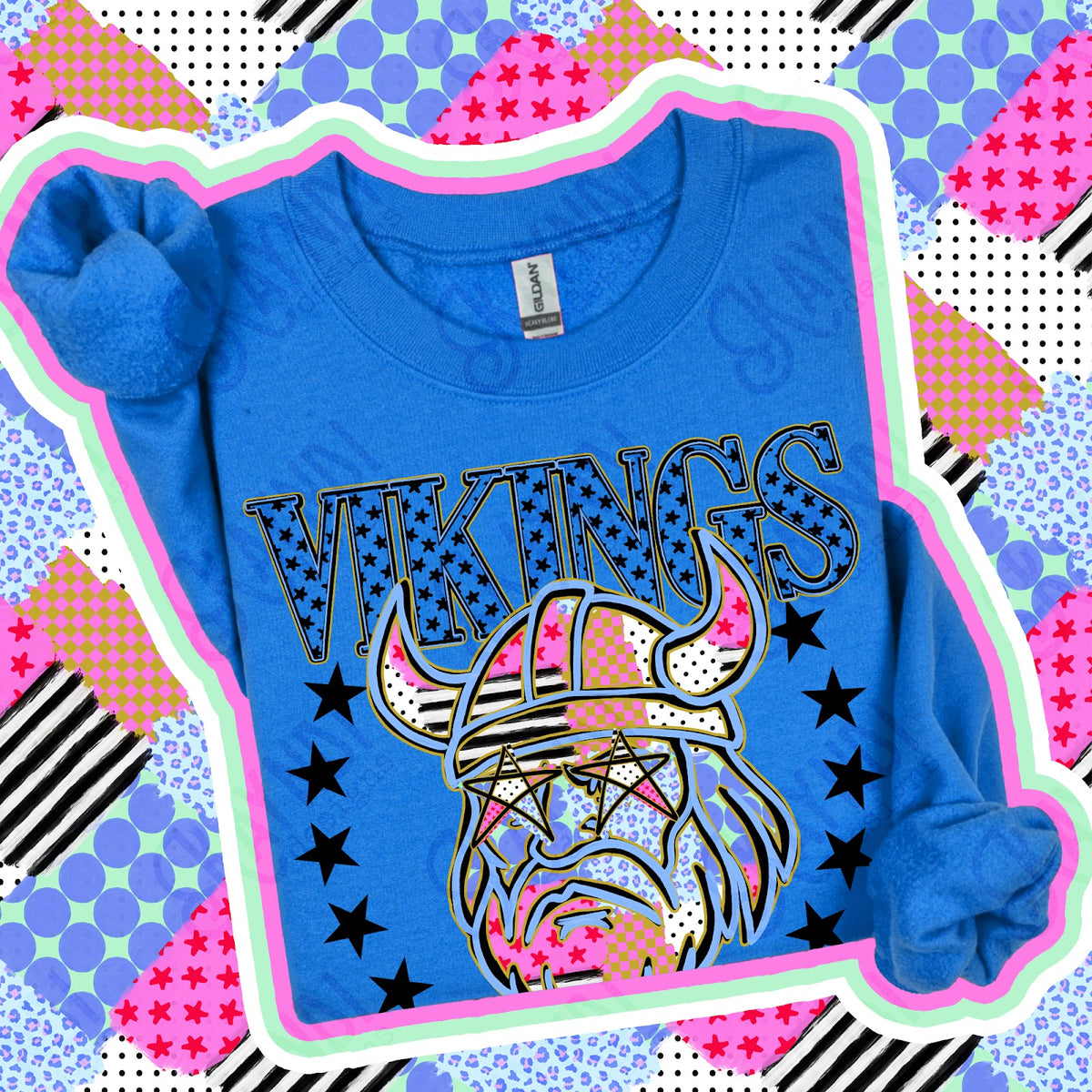 Patchwork Varisty Stars Vikings Top