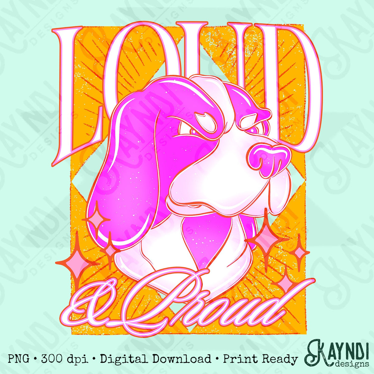 KayndiDesigns Loud and Proud Pink Bluetick Coonhound Top