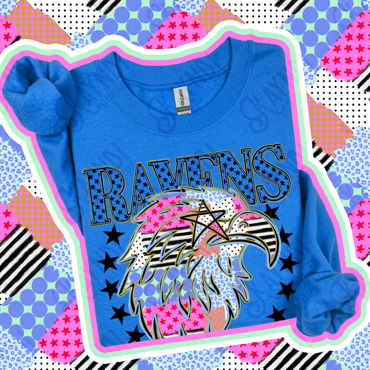 Patchwork Varisty Stars Ravens 2 Top