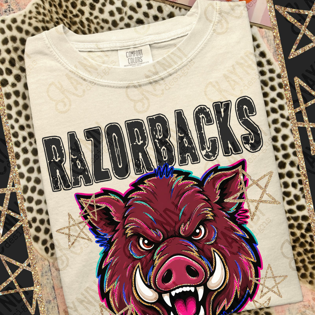 Grunge Varsity Razorbacks Top