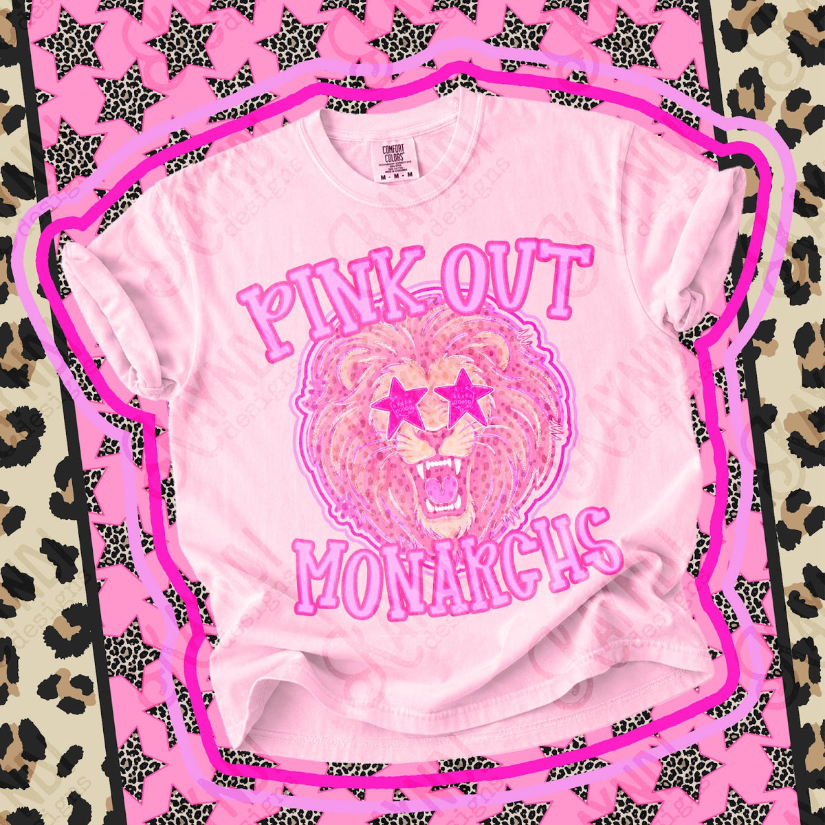 Pink Out Monarchs 2 Top design mockup