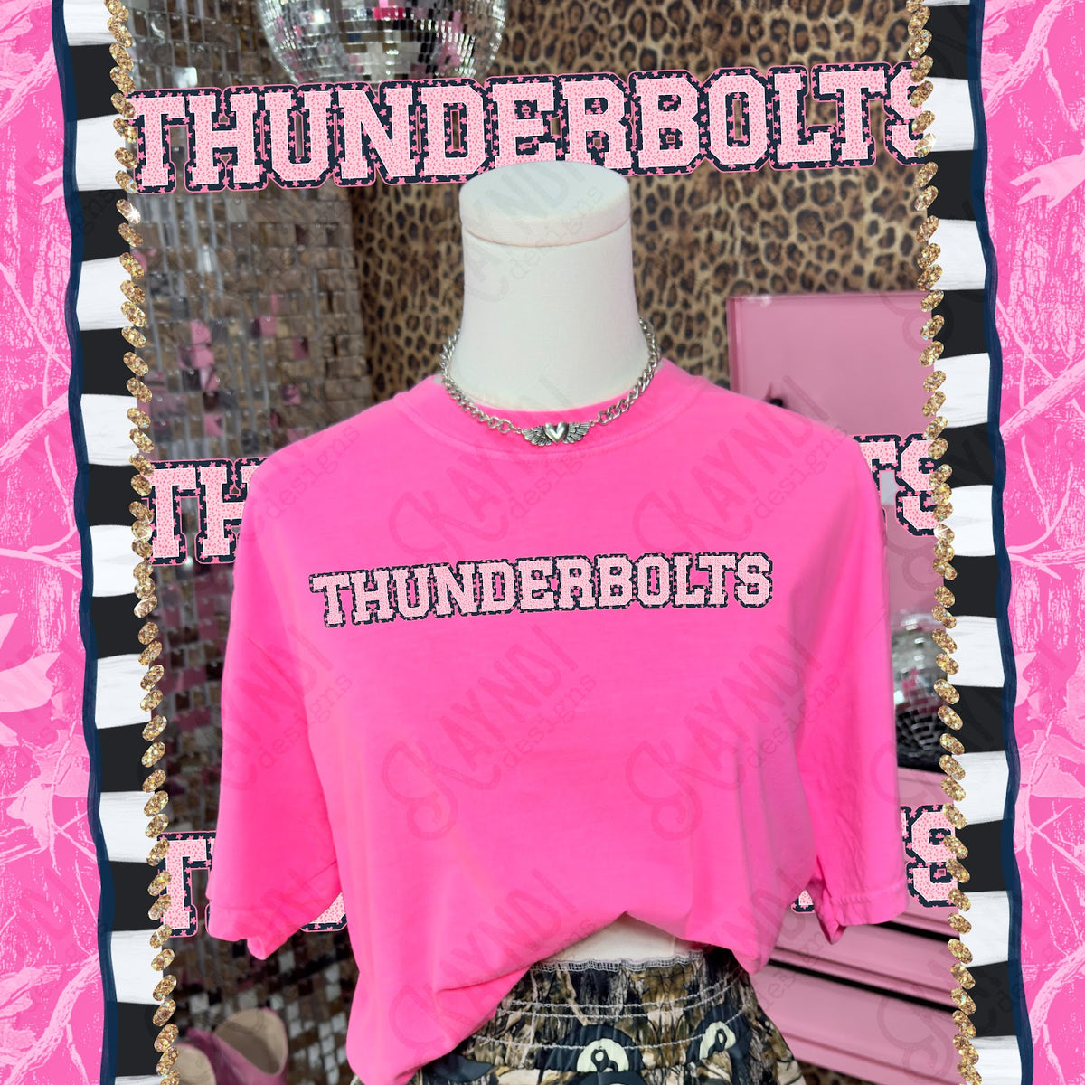 Varsity Stars Thunderbolts TropCowg CC Neon Pink Top