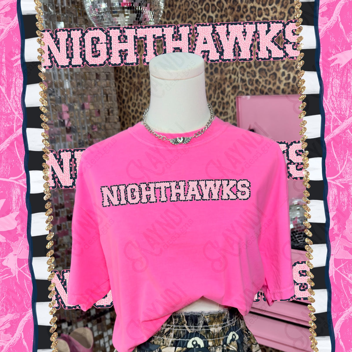 Varsity Stars Nighthawks TropCowg CC Neon Pink Top