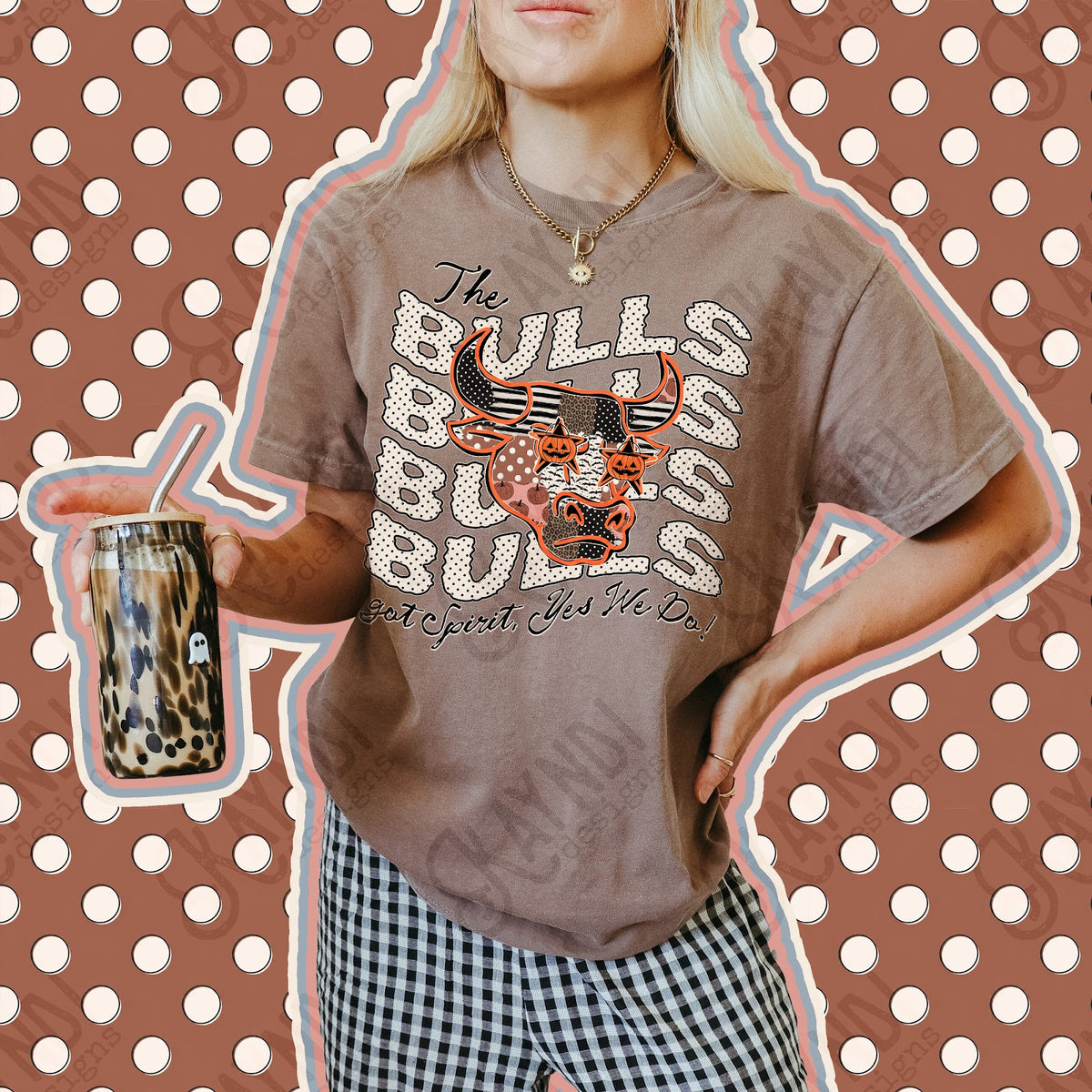 Patchwork Pumpkin Spirit Bulls Top