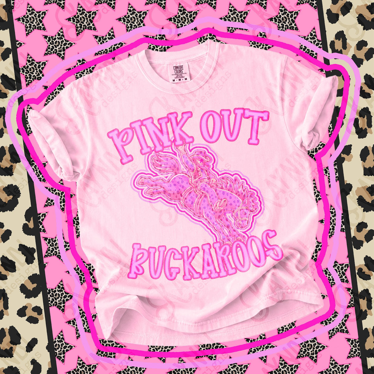 Pink Out Buckaroos 3 Top design mockup