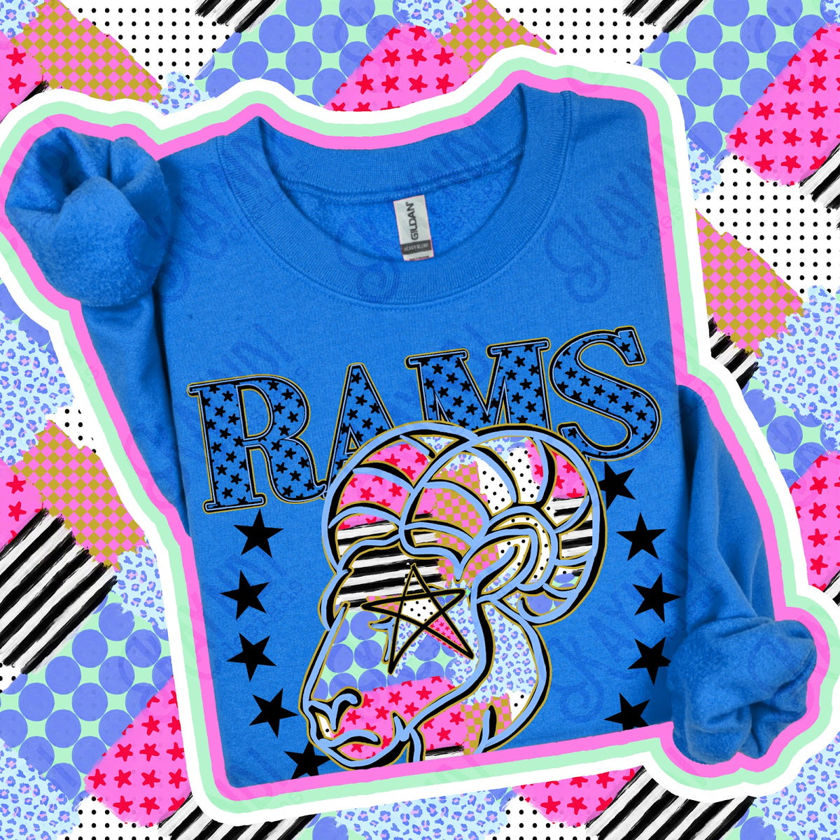 Patchwork Varisty Stars Rams Top