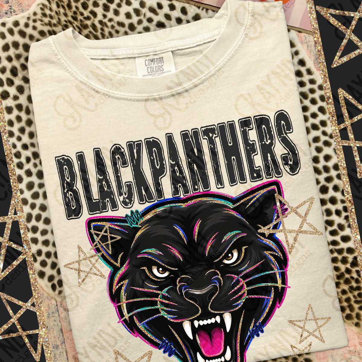 Grunge Varsity Black Panthers Top