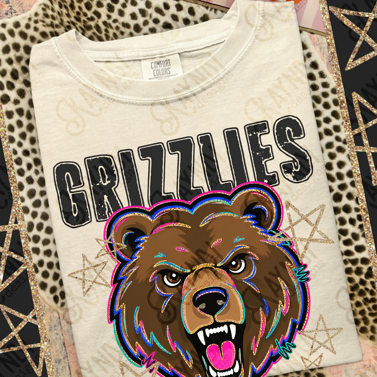 Grunge Varsity Grizzlies Top