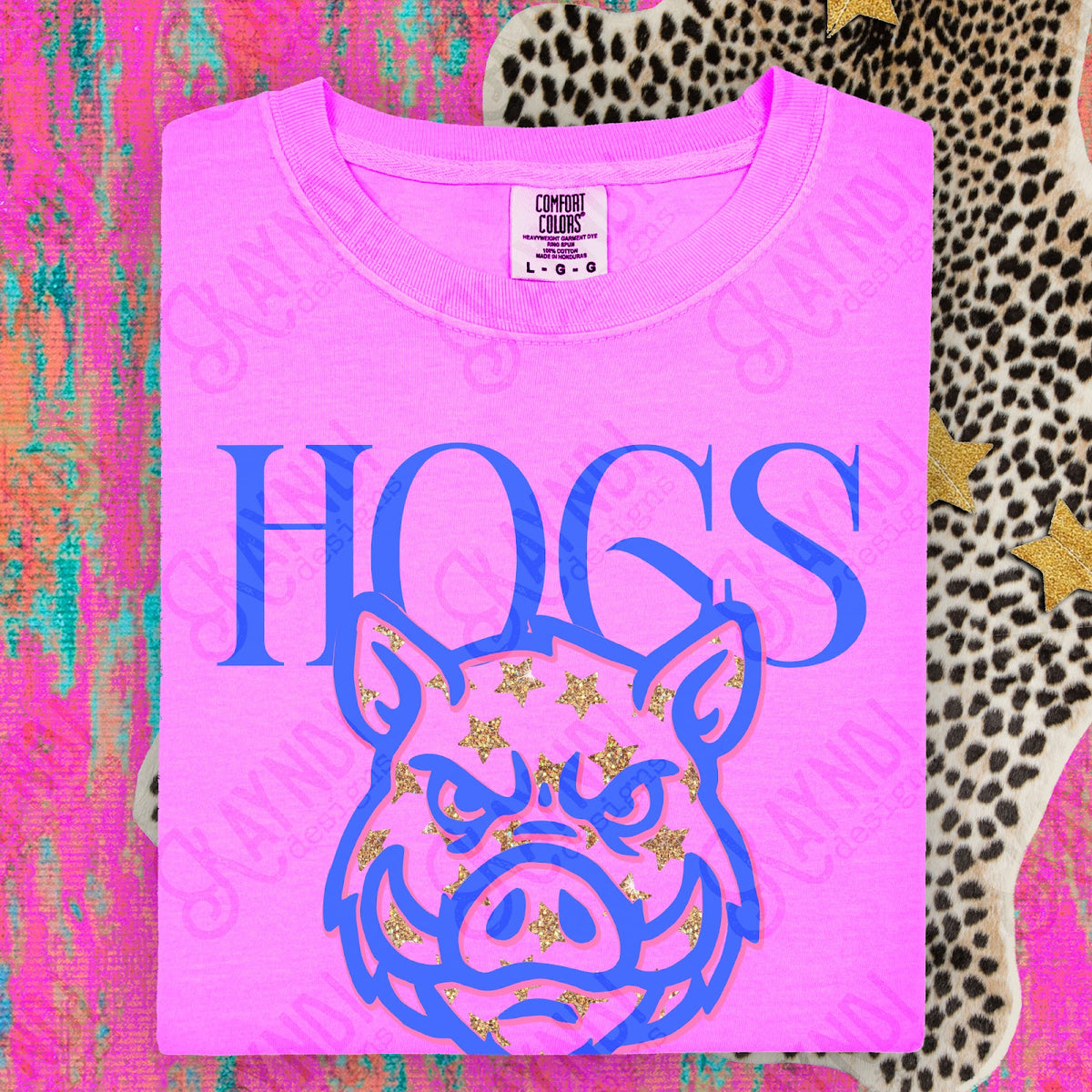Glitter Star Mascots Hogs Top