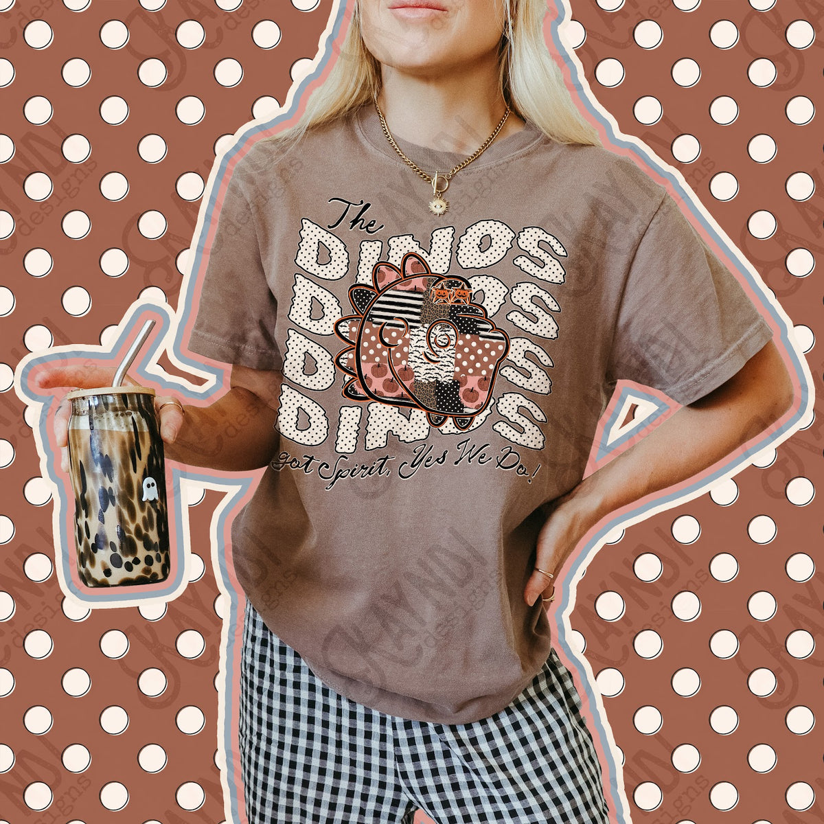 Patchwork Pumpkin Spirit Dinos Top