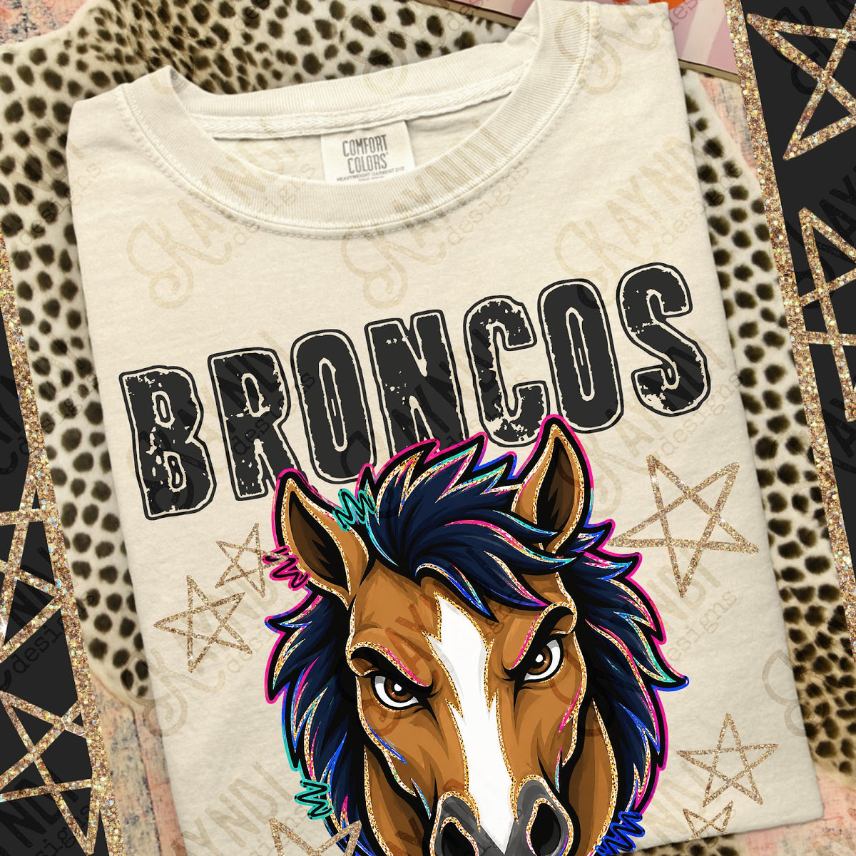 Grunge Varsity Broncos 6 Top