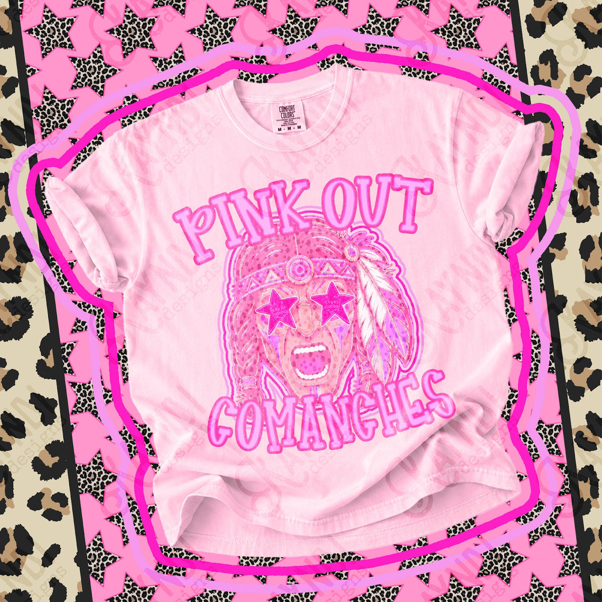 Pink Out Comanches 2 Top design mockup