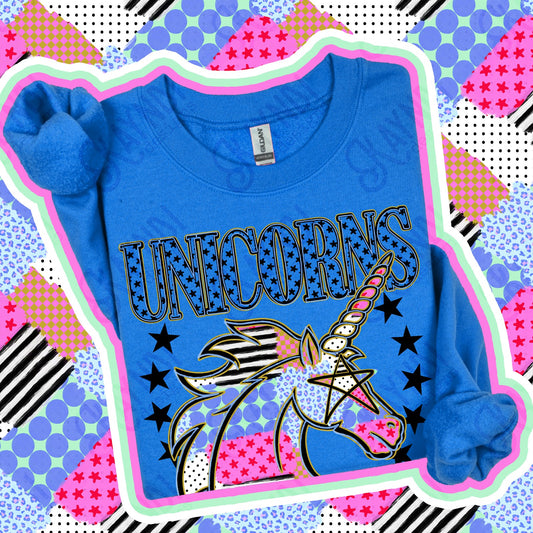 Patchwork Varisty Stars Unicorns Top