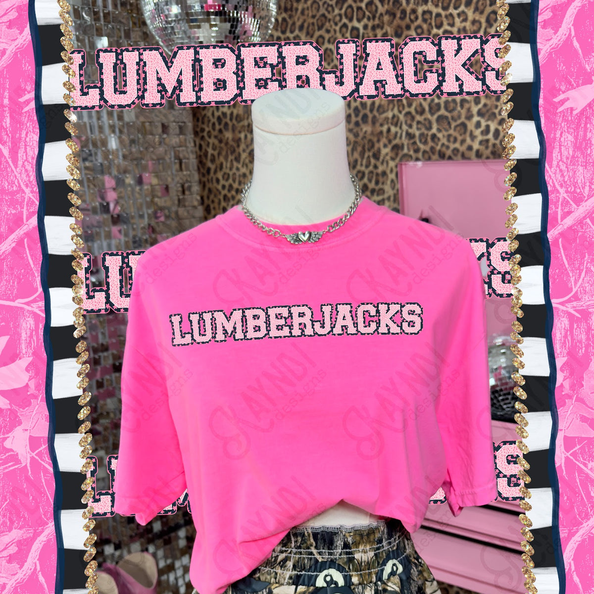 Varsity Stars Lumberjacks TropCowg CC Neon Pink Top