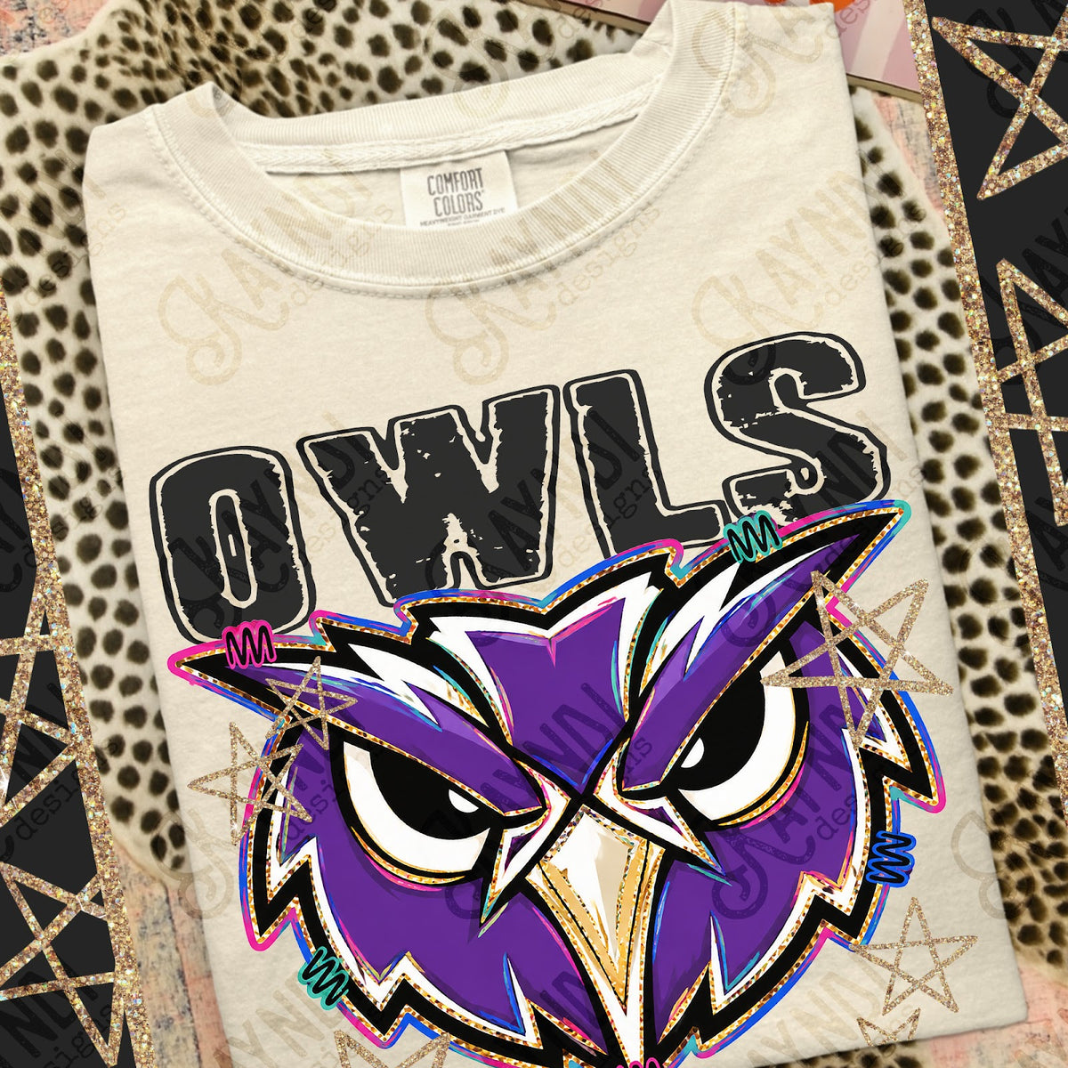 Grunge Varsity Owls 3 Top