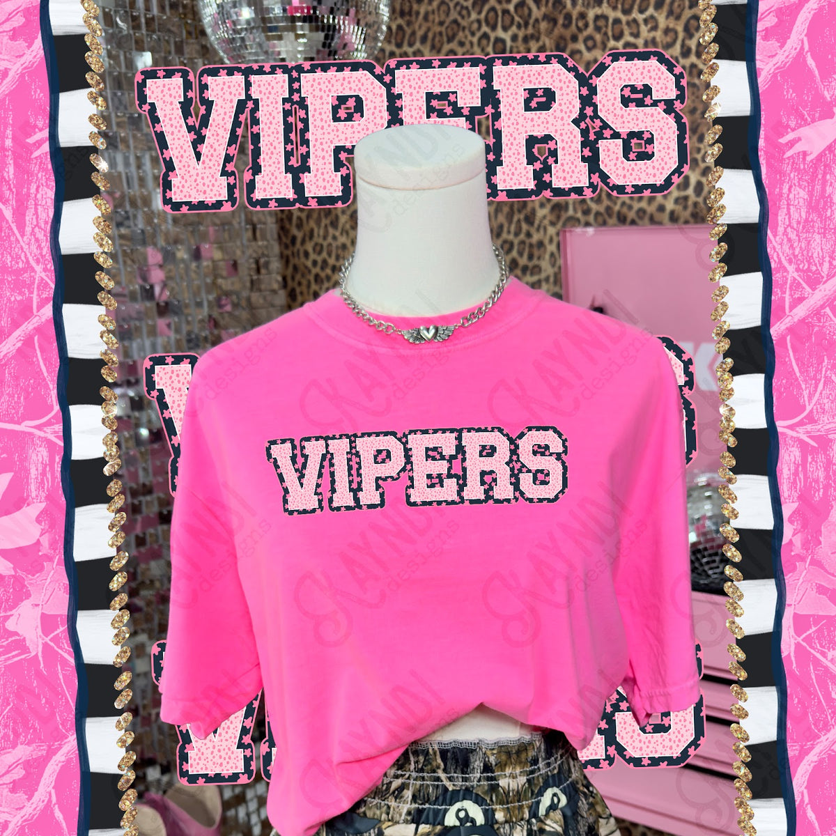 Varsity Stars Vipers TropCowg CC Neon Pink Top
