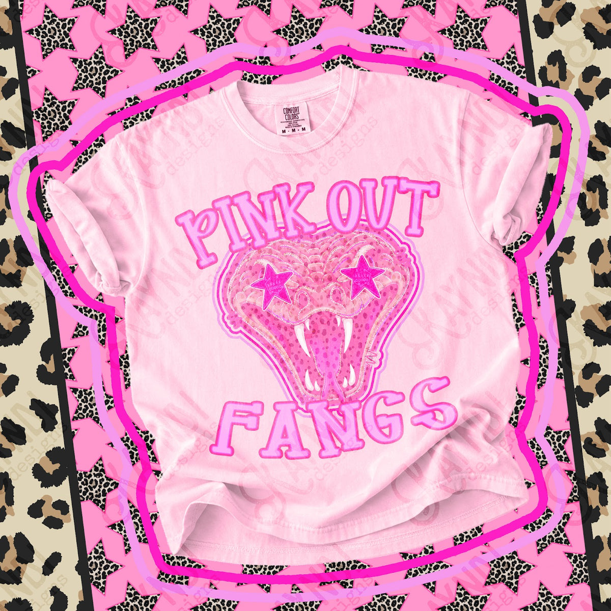 Pink Out Fangs 2 Top design mockup