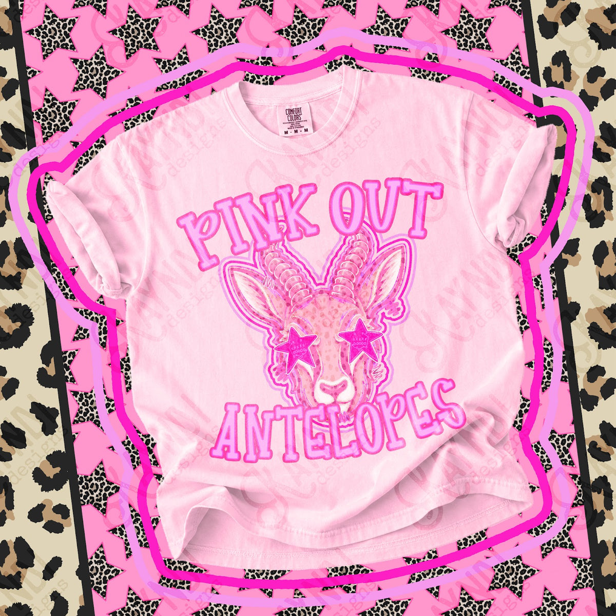 Pink Out Antelopes Top design mockup