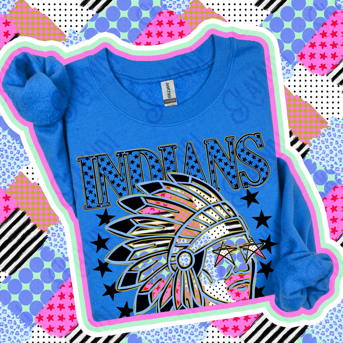Patchwork Varisty Stars Indians Top