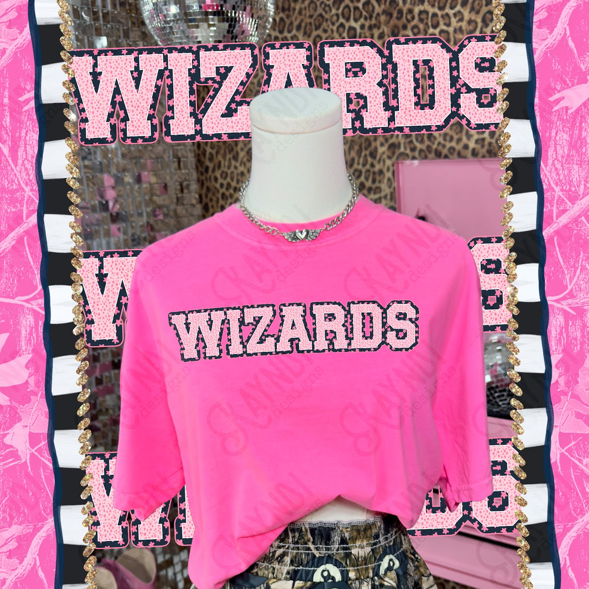 Varsity Stars Wizards TropCowg CC Neon Pink Top