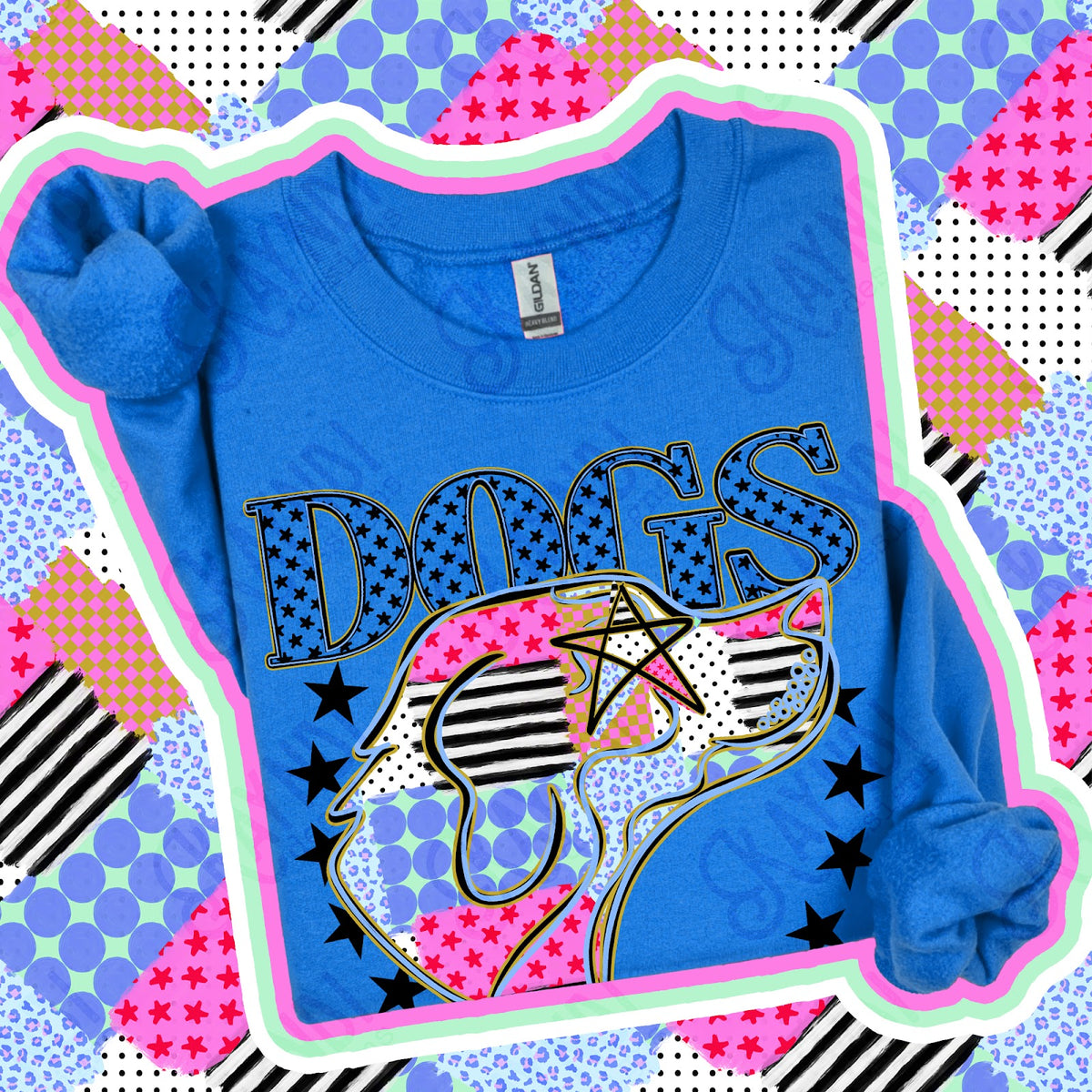 Patchwork Varisty Stars Dogs Top