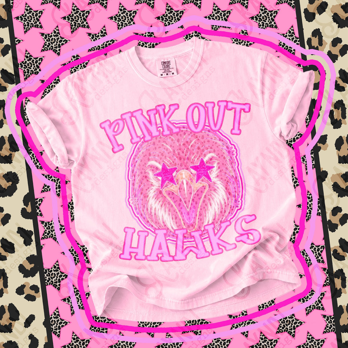 Pink Out Hawks Top design mockup