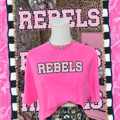 Varsity Stars Rebels TropCowg CC Neon Pink Top