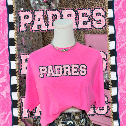 Varsity Stars Padres TropCowg CC Neon Pink Top