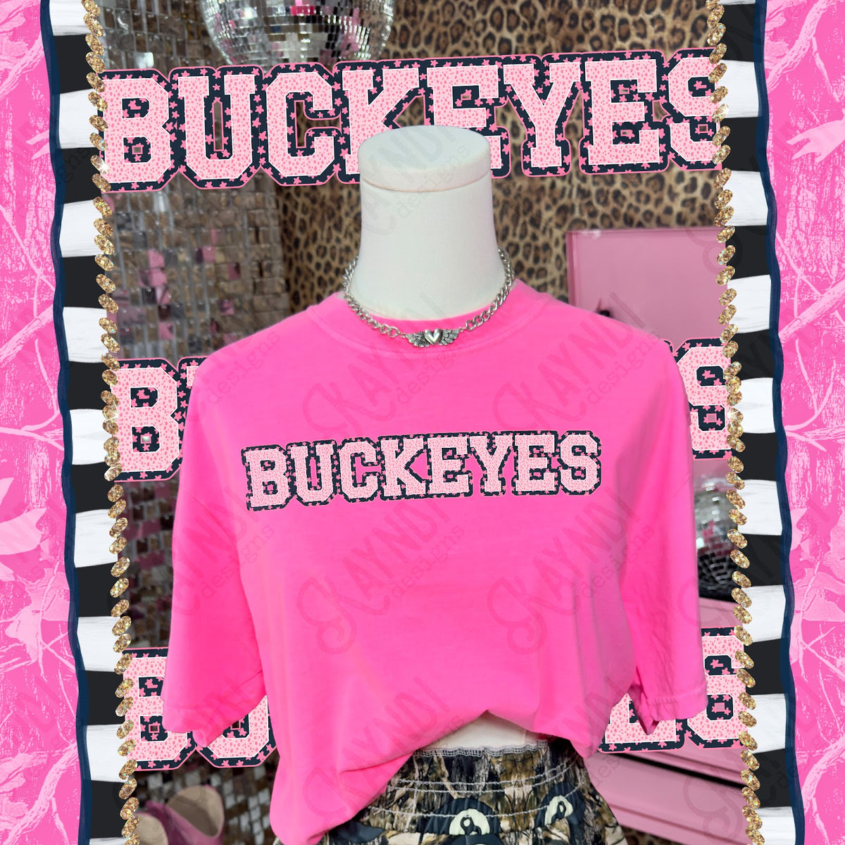 Varsity Stars Buckeyes TropCowg CC Neon Pink Top