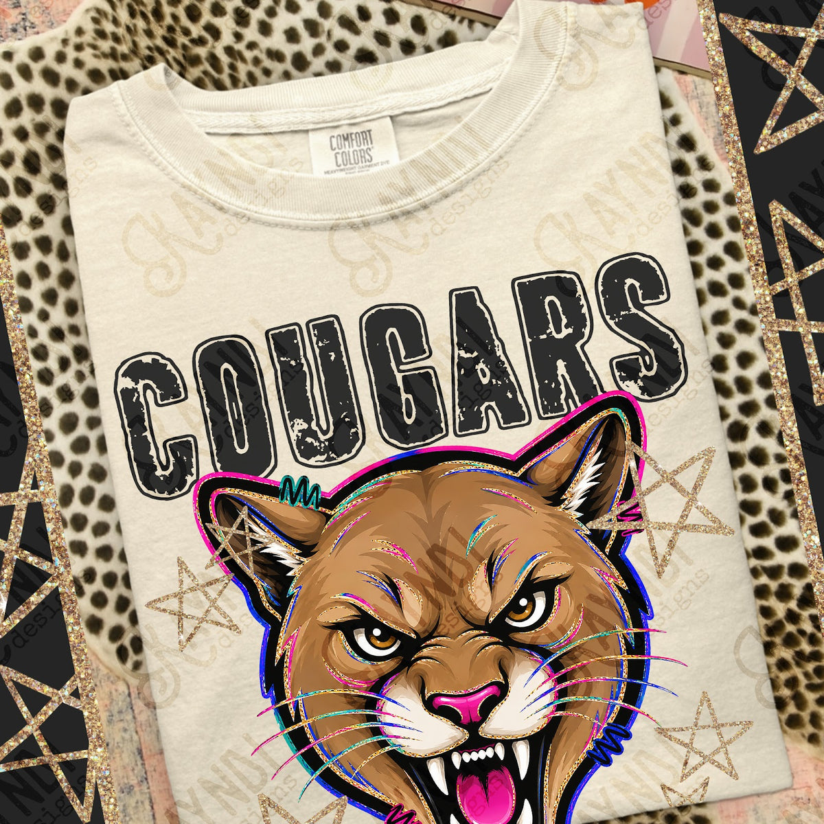 Grunge Varsity Cougars Top