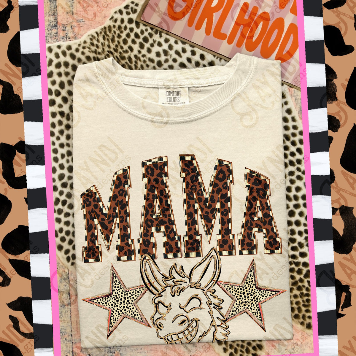 MAMA Donkeys Top design mockup