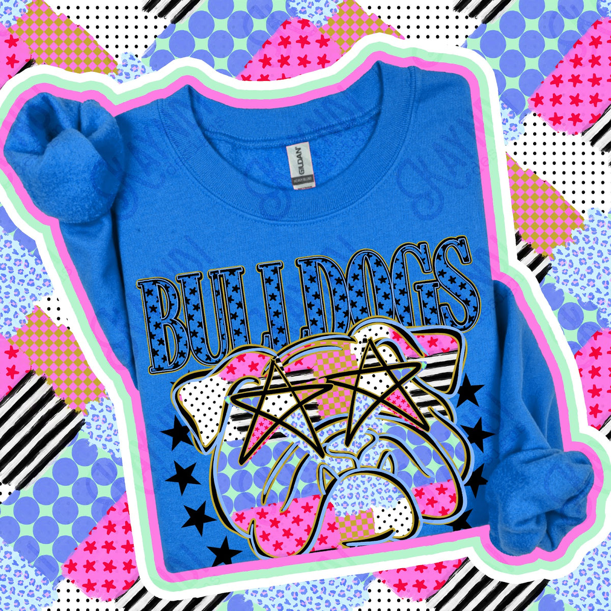 Patchwork Varisty Stars Bulldogs 2 Top