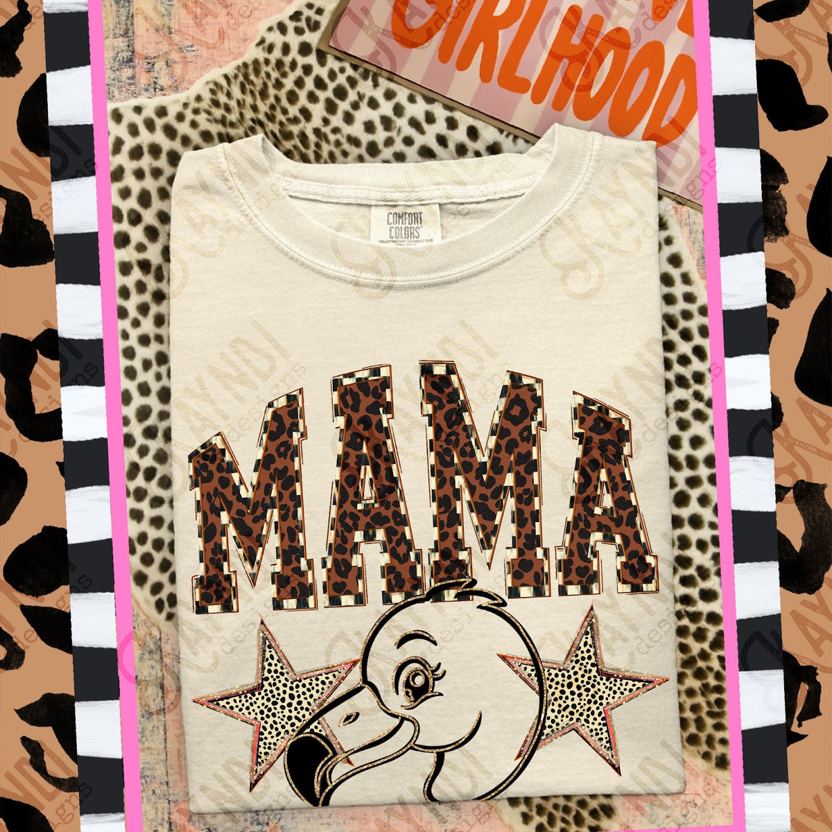 MAMA Flamingos Top design mockup