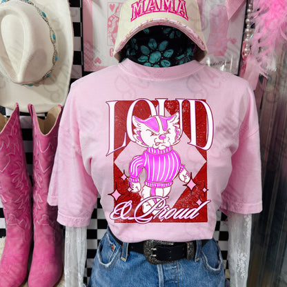 KayndiDesigns Loud and Proud Pink Badger TropicalCowgirl Comfort Colors Blossom Top