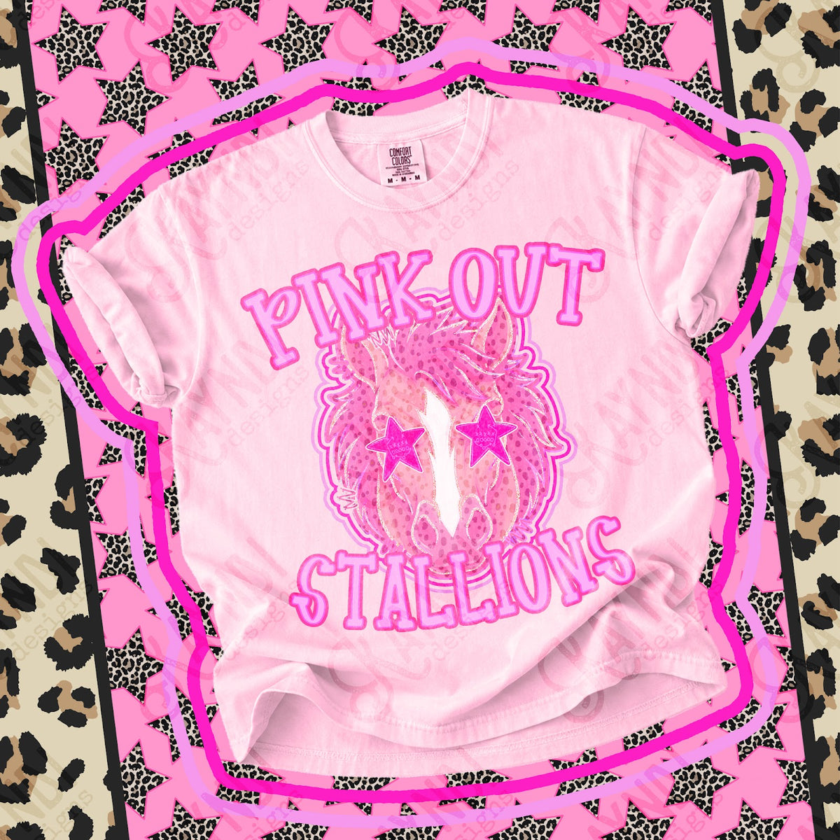 Pink Out Stallions 3 Top design mockup
