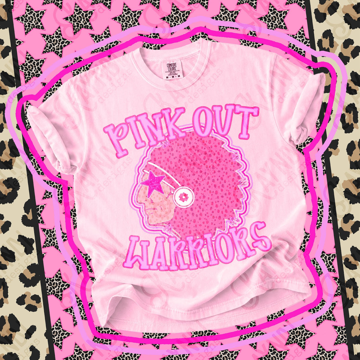 Pink Out Warriors 6 Top design mockup