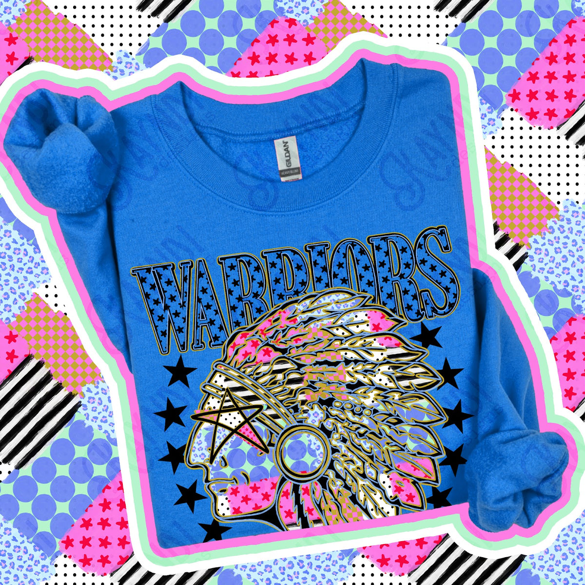 Patchwork Varisty Stars Warriors 2 Top